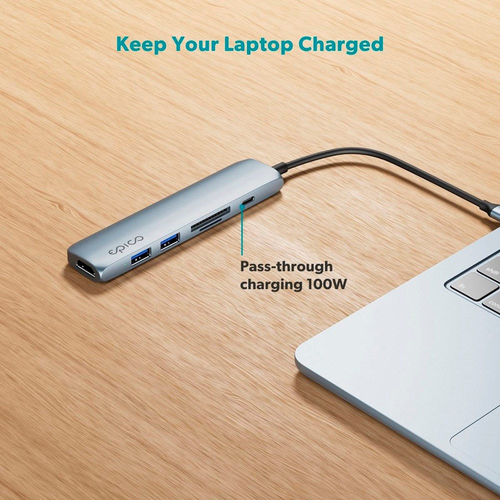 Epico 6-in-1 Aluminium Hub 8K - Sky Blue