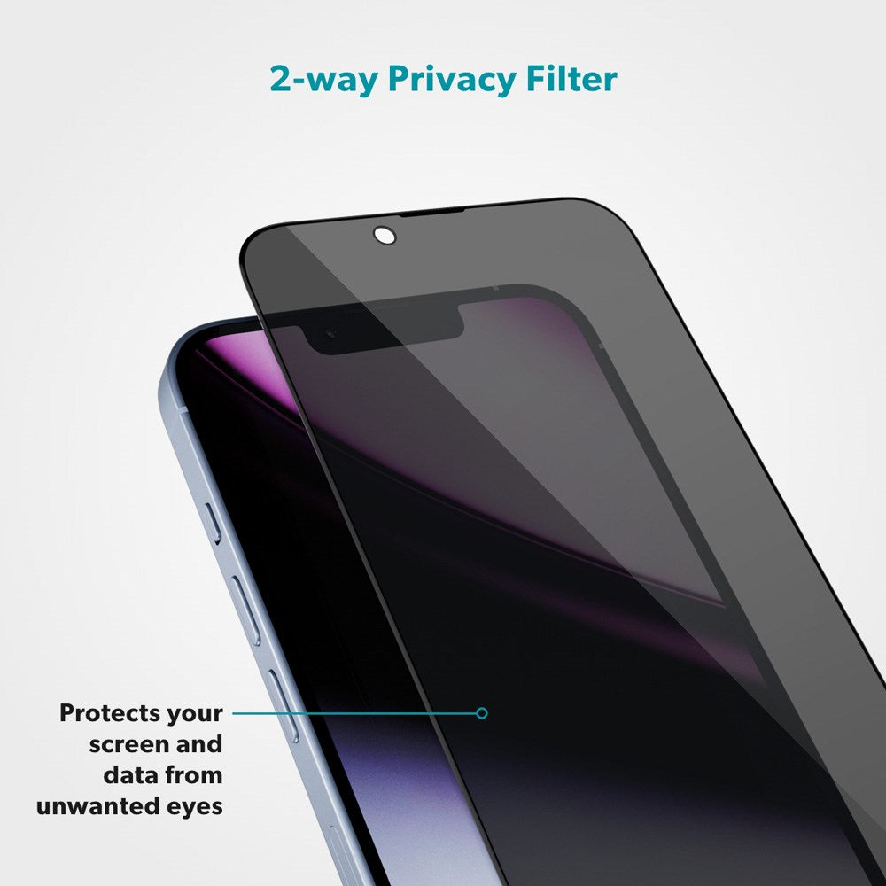 iPhone 16 Plus / 15 Plus / 14 Pro Max Epico Privacy Glass 3D Screen Protector Glass with Installation Frame - Transparent