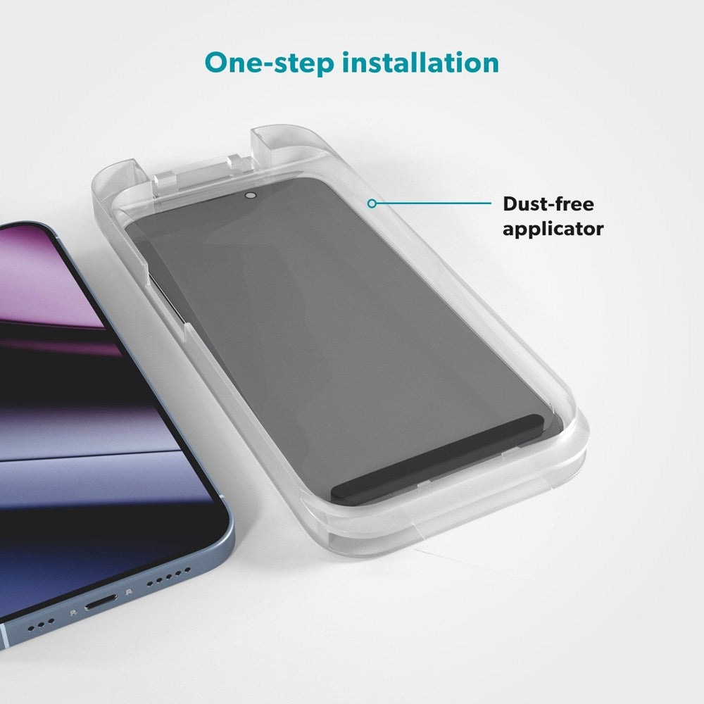 iPhone 16 / 15 / 14 Pro Epico Privacy Glass 3D Screen Protector Glass with Installation Frame - Transparent