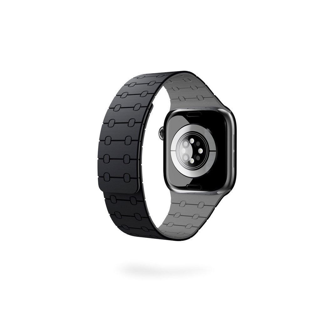 Apple Watch (42/44/SE/45/46/49) Epico Magnetic+ Silicone Watch Strap - Black / Grey