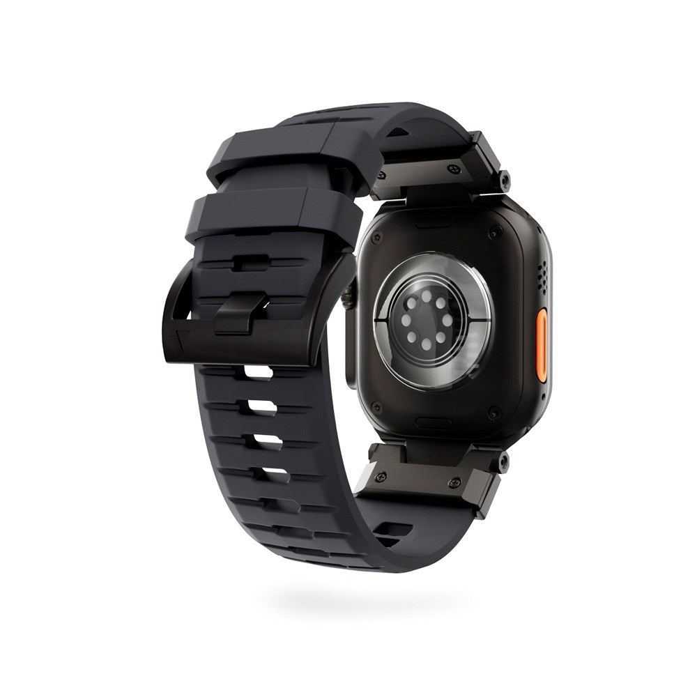 Apple Watch (42/44/SE/45/46/49) Epico Rubber Pro Watch Strap with Metal Buckle - Black