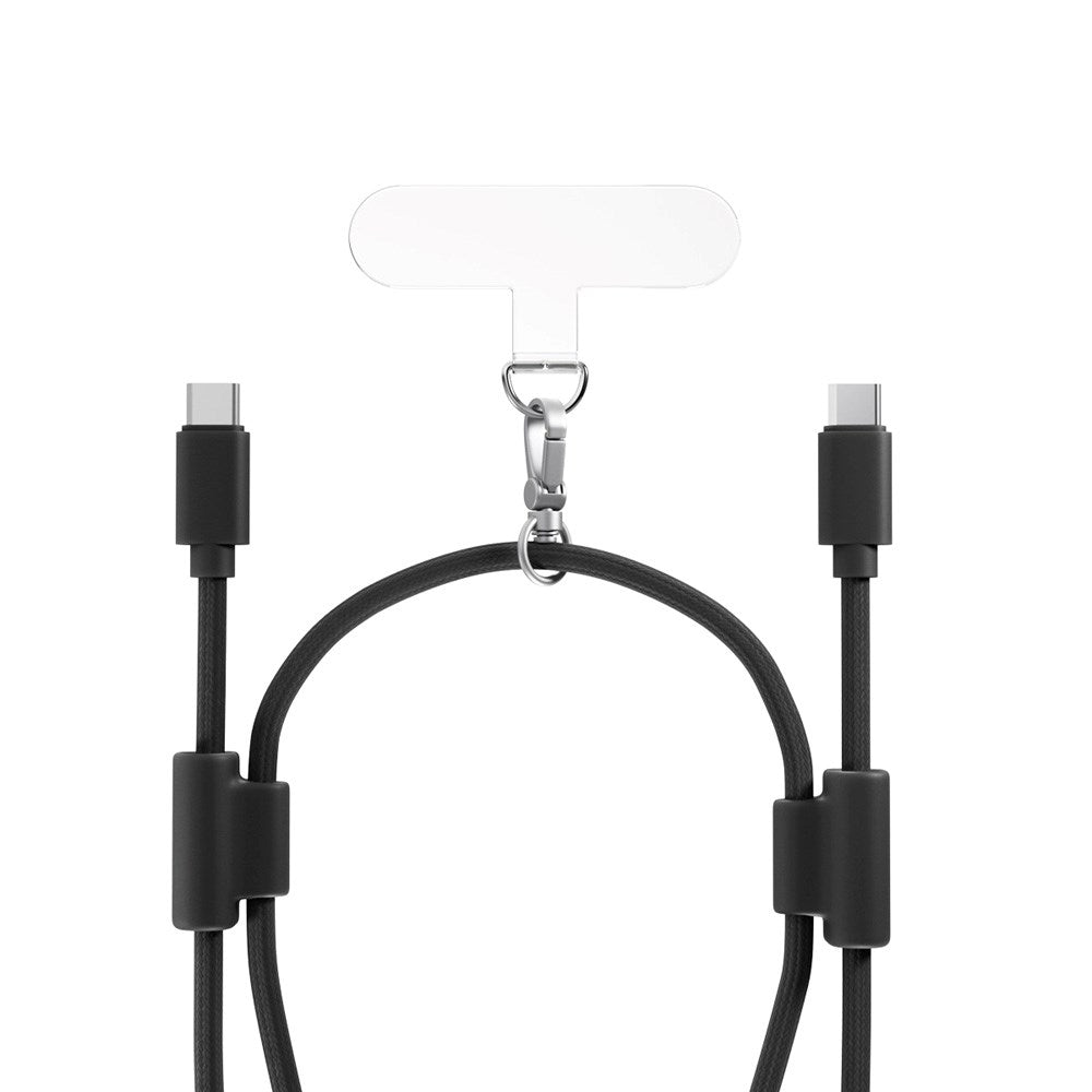 Epico Phone Strap with Built-in 60W USB-C to USB-C Cable - Black