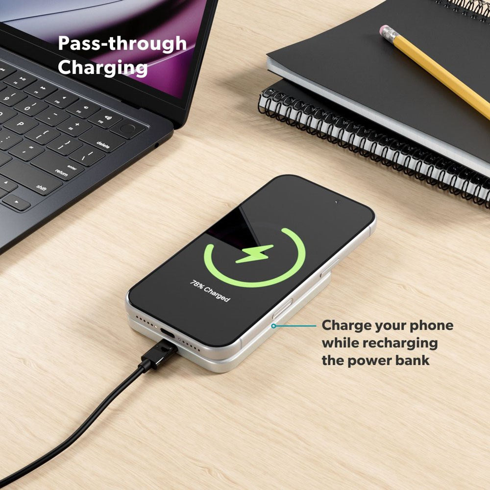 Epico 15W UltraPack EM51 Slim Alu Mag+ 5000 mAh Power Bank with USB-C - Qi2 / MagSafe Compatible - Silver