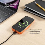 Epico 15W UltraPack EM51 Slim Alu Mag+ 5000 mAh Power Bank with USB-C - Qi2 / MagSafe Compatible - Orange