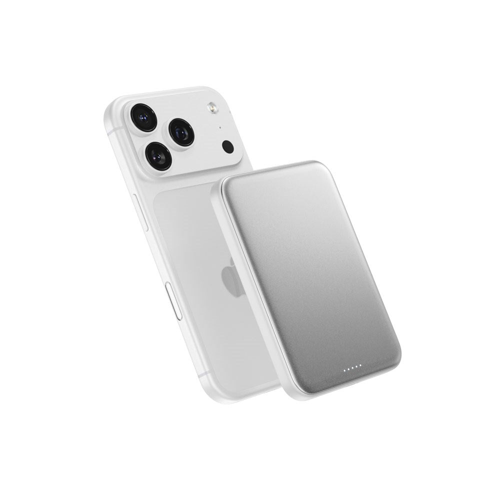 Epico UltraPack EM55 Slim Alu Mag+ Wireless PowerBank - 25W & 5000mAh - Qi2 / MagSafe Compatible - Silver