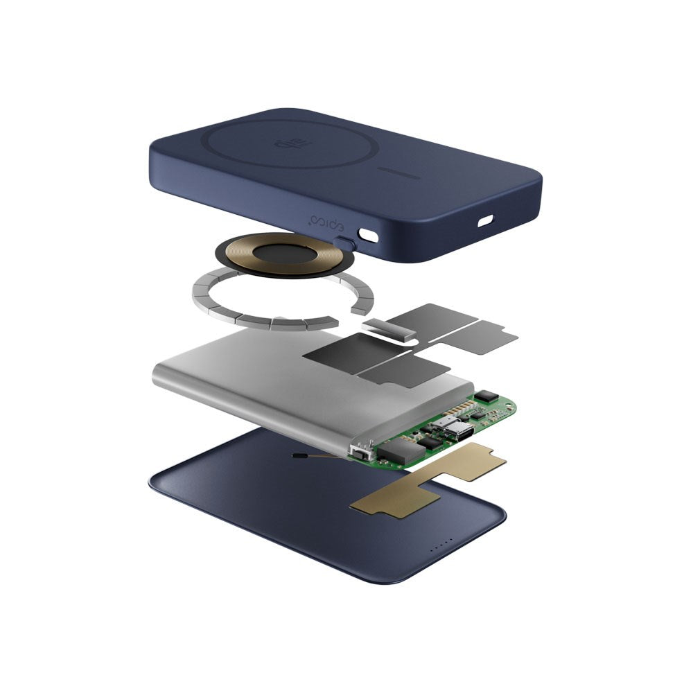Epico UltraPack EM75 Alu Mag+ Wireless PowerBank - 25W & 10.000 mAh - Qi2 / MagSafe Compatible - Blue