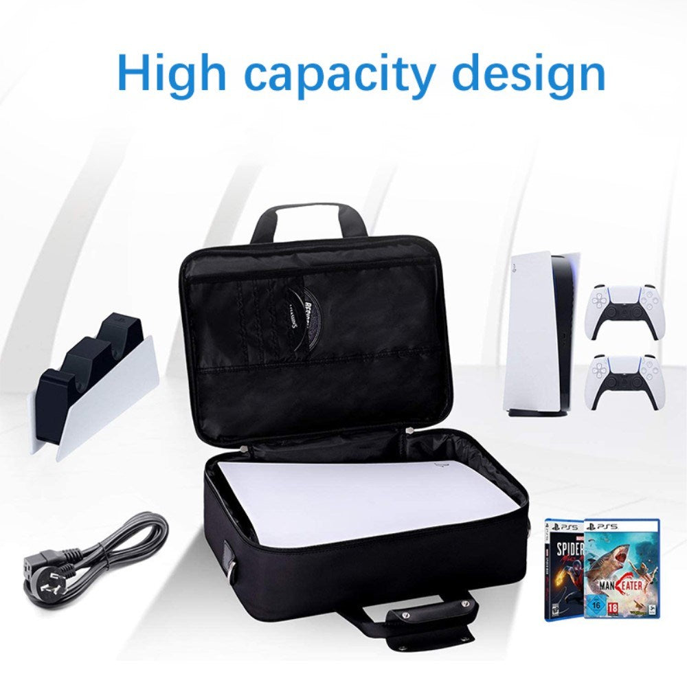Bag for PS5 with Storage & Shoulder Strap - Black / White