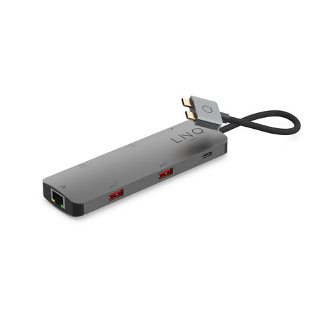 LINQ byELEMENTS 7in2 USB-C MacBook Multiport Hub - HDMI / USB-C PD / USB-A / Ethernet Port - Space Grey