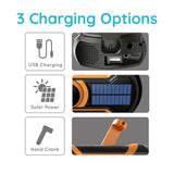 Just In Case Emergency Radio with Bluetooth & 5000 mAh PowerBank - Black / Orange