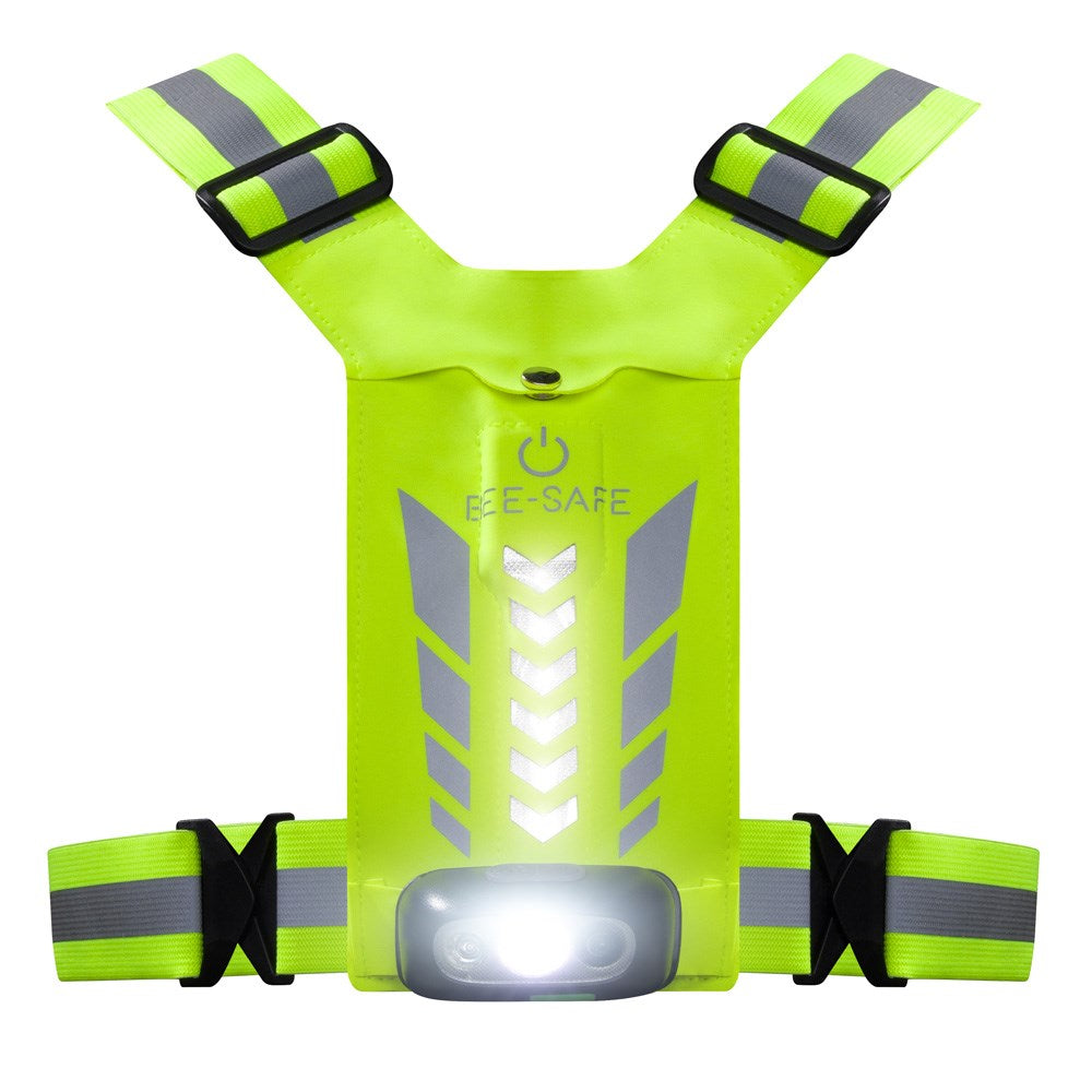 Bee-Safe Running Vest with LED & Phone Pocket - Yellow