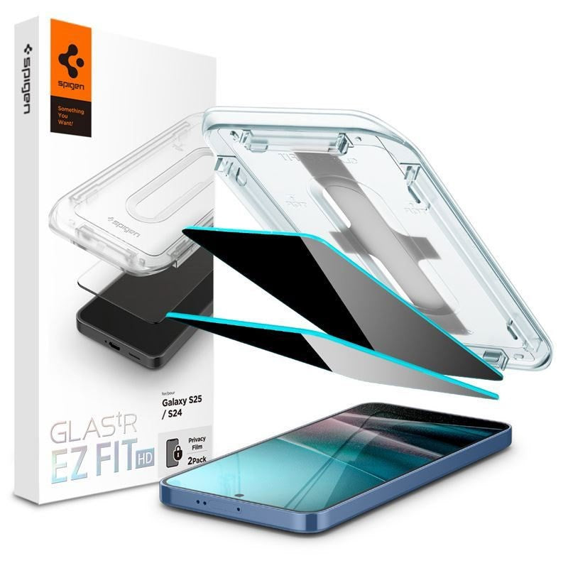 Samsung Galaxy S25 / S24 Spigen Glass tR EZ Fit HD Screen Protector Glass - Privacy - 2 pcs - Transparent