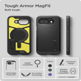 Google Pixel 10a Spigen Tough Armor Hybrid Case with Kickstand - MagSafe Compatible - Black