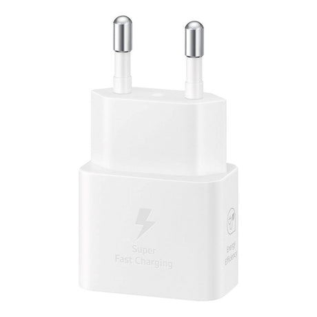 Original Samsung Super Fast Charge 25W GaN Power Adapter with USB-C to USB-C Cable - White