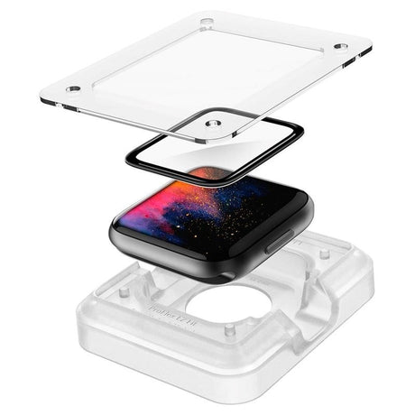 Apple Watch (38/40/SE/41/42mm) Spigen EZ Fit Glass Flex Screen Protector - 2 Pcs. - Transparent / Black Edge