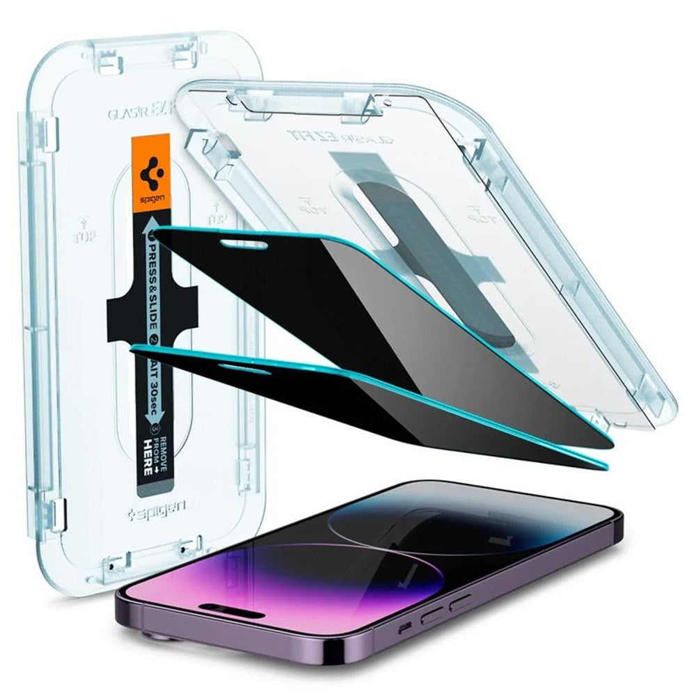 iPhone 14 Pro Max Spigen Privacy EZ Fit Glass Screen Protector - 2 pcs - Privacy Function - Transparent