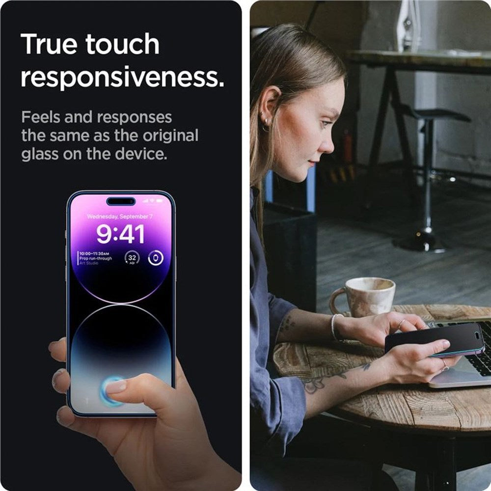 iPhone 14 Pro Max Spigen Privacy EZ Fit Glass Screen Protector - 2 pcs - Privacy Function - Transparent