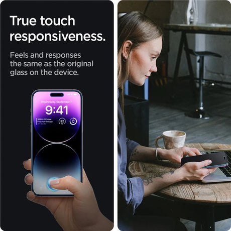 iPhone 14 Pro Max Spigen Privacy EZ Fit Glass Screen Protector - 2 pcs - Privacy Function - Transparent