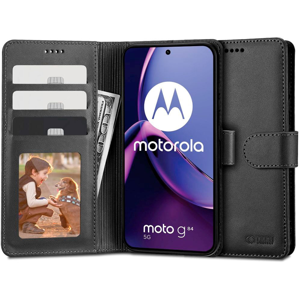 Motorola Moto G84 Tech-Protect Flip Case with Wallet - Black