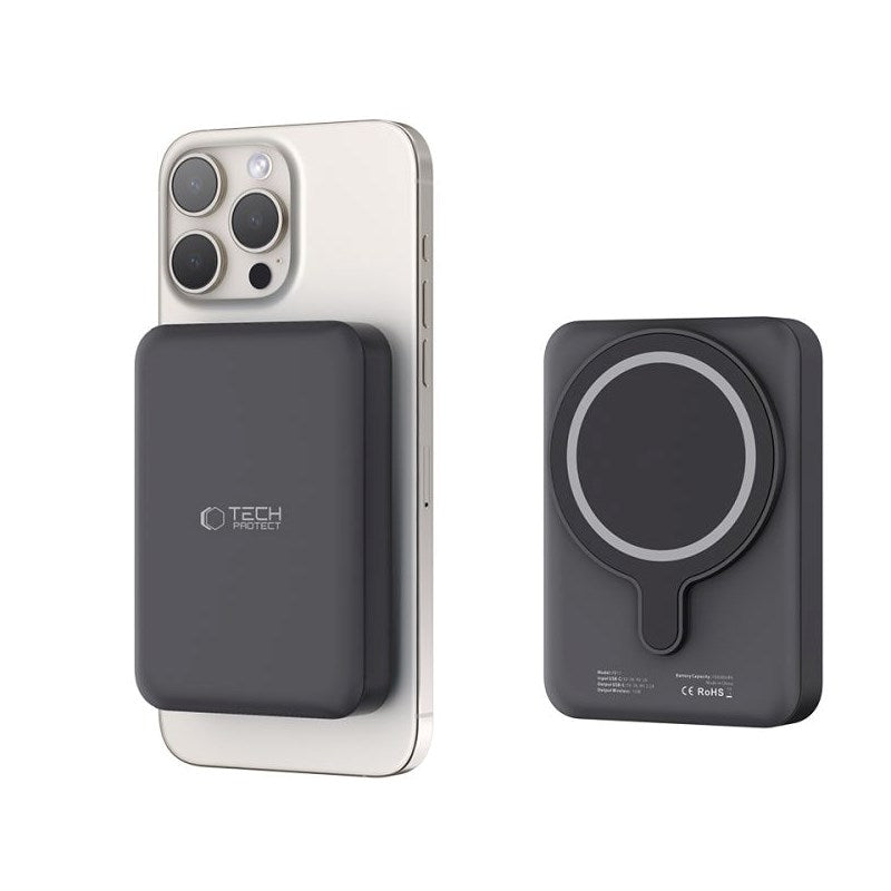 Tech-Protect LifeMag Wireless Powerbank 10000 mAh - MagSafe Compatible - Black