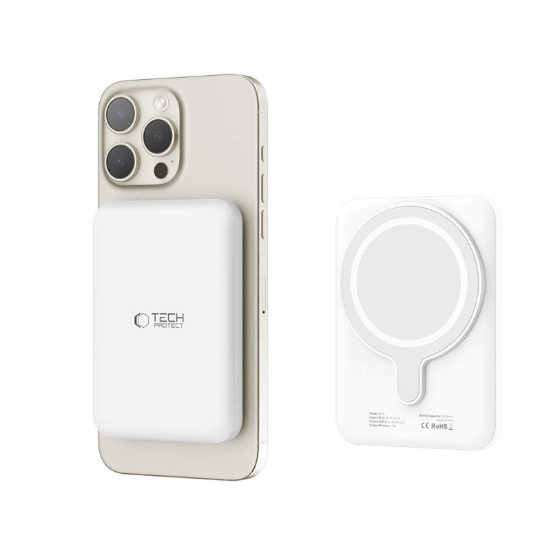 Tech-Protect LifeMag Wireless Powerbank 5000 mAh - MagSafe Compatible - White