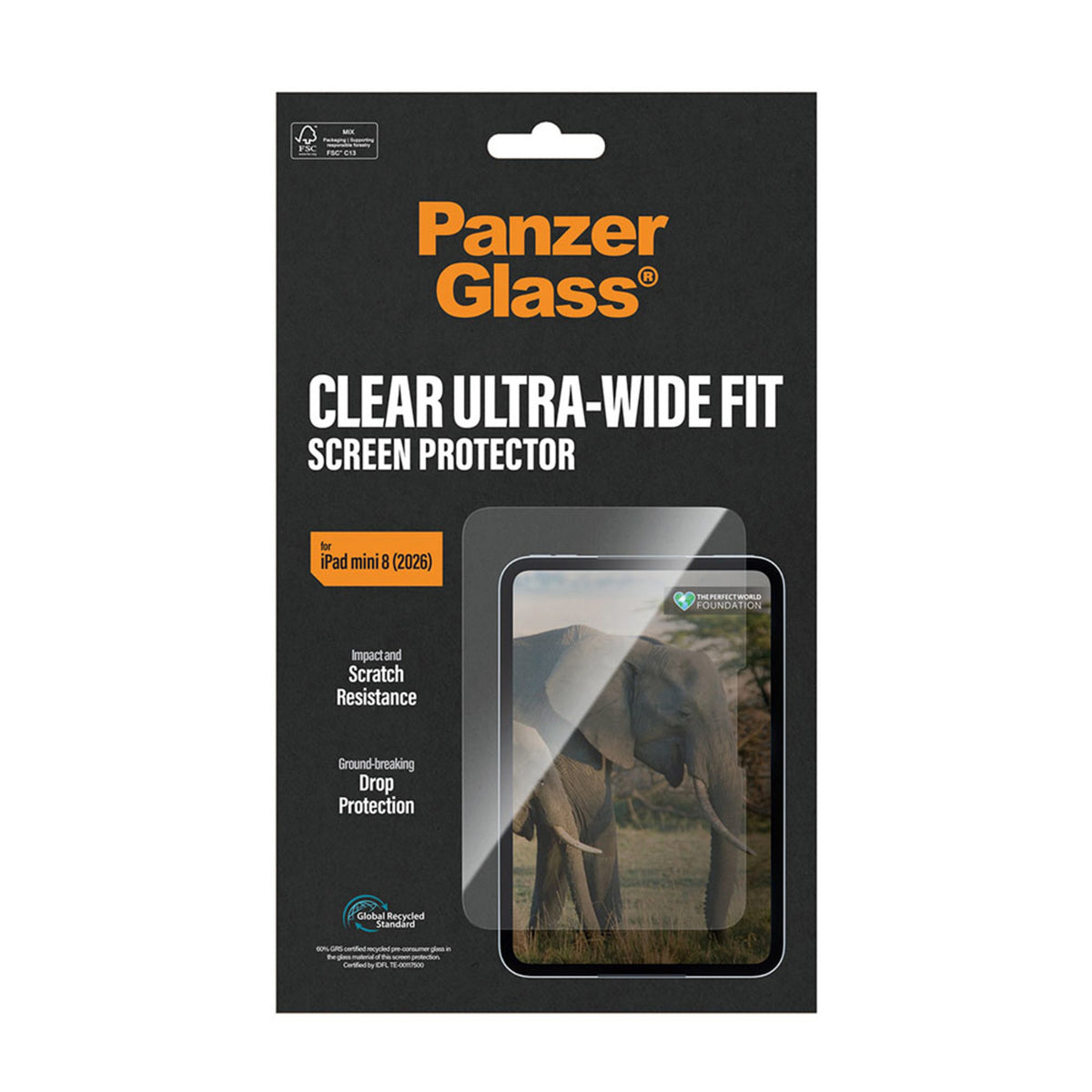 iPad Mini (2026) 8th Gen. PanzerGlass Ultra-Wide Fit Screen Protector Glass - Transparent