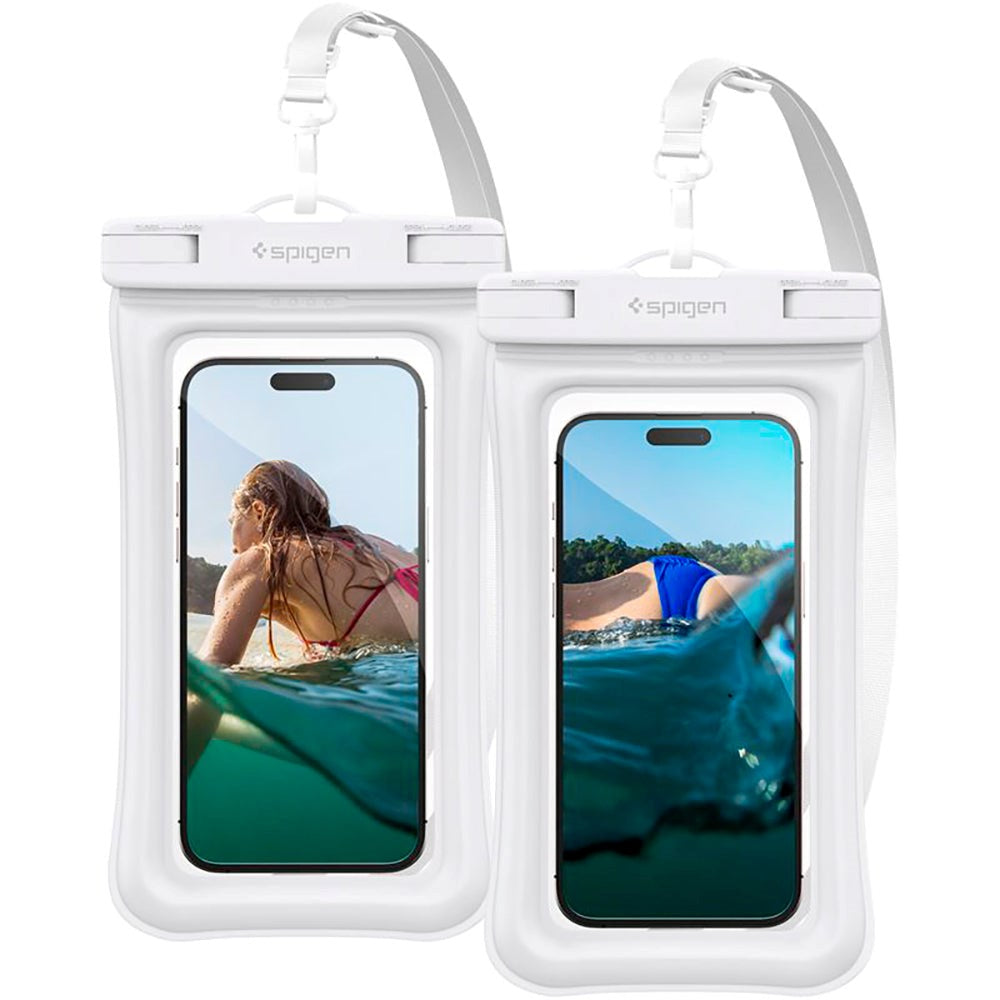 Spigen A610 Universal Waterproof Floating Pouch - 2 Pack - White / Transparent (Max. Phone Size: 170 x 90mm)