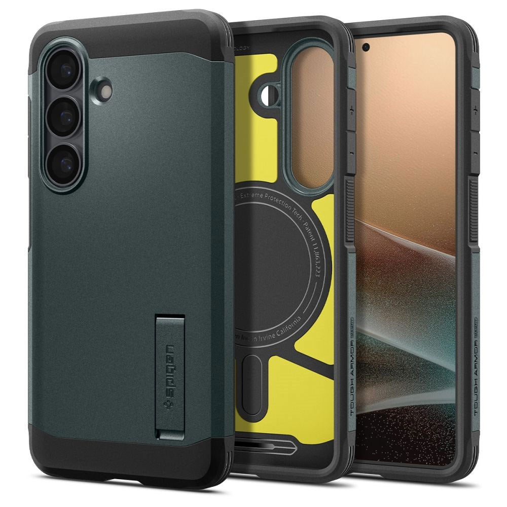 Samsung Galaxy S26+ (Plus) Spigen Tough Armor Hybrid Case with Kickstand - MagSafe Compatible - Green