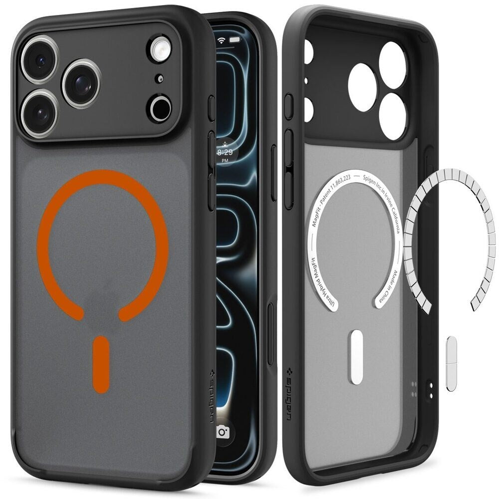 iPhone 18 Pro / 17 Pro Spigen Ultra Hybrid Case - MagSafe Compatible - Matte Black / Orange