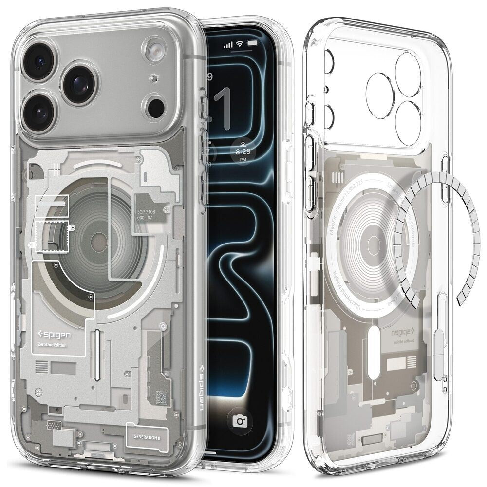 iPhone 18 Pro / 17 Pro Spigen Ultra Hybrid Case - MagSafe Compatible - Transparent / Silver