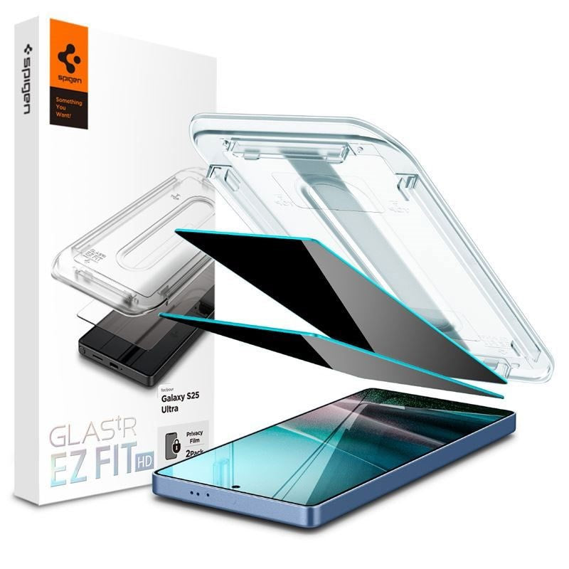 Samsung Galaxy S25 Ultra Spigen Glass tR EZ Fit HD Screen Protector Glass - Privacy - 2 pcs - Transparent