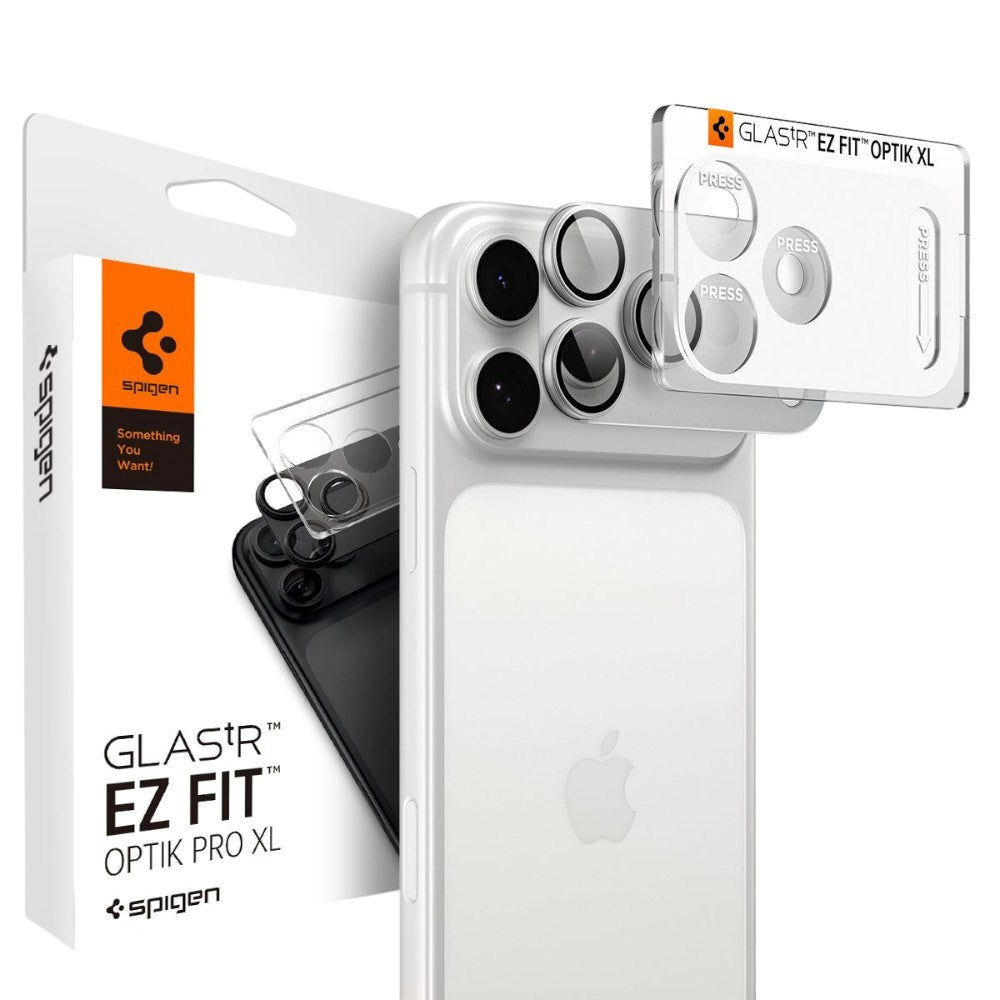 iPhone 18 Pro Spigen Glass tR EZ Fit Optik Pro XL Camera Lens Protector - Silver
