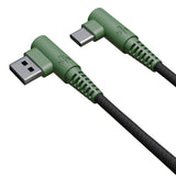 Hune Hiedra USB-A to USB-C Cable with Angled Connector - 1.2m - Green