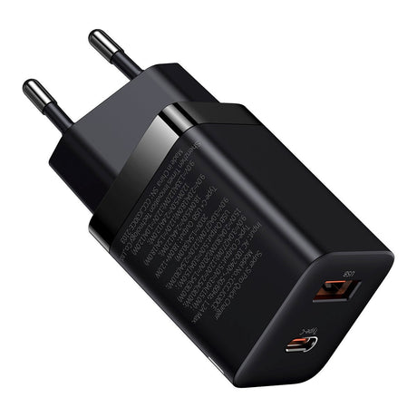 Baseus 30W Super Si Pro Wall Charger USB-C & USB-A - Black