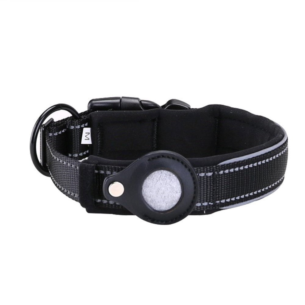 Dog collar with AirTag Leather Case & Reflectors - L - 45-50 cm.