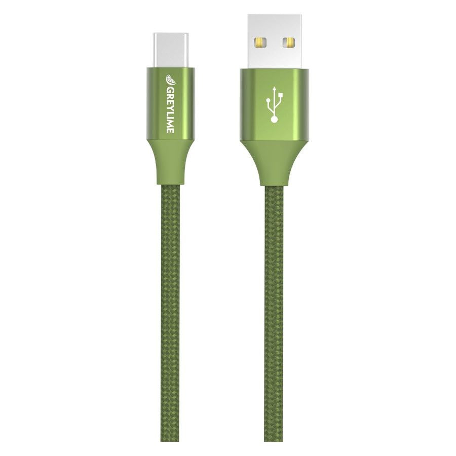 GreyLime Braided (3A/15W) USB-C Cable 2 m - Green