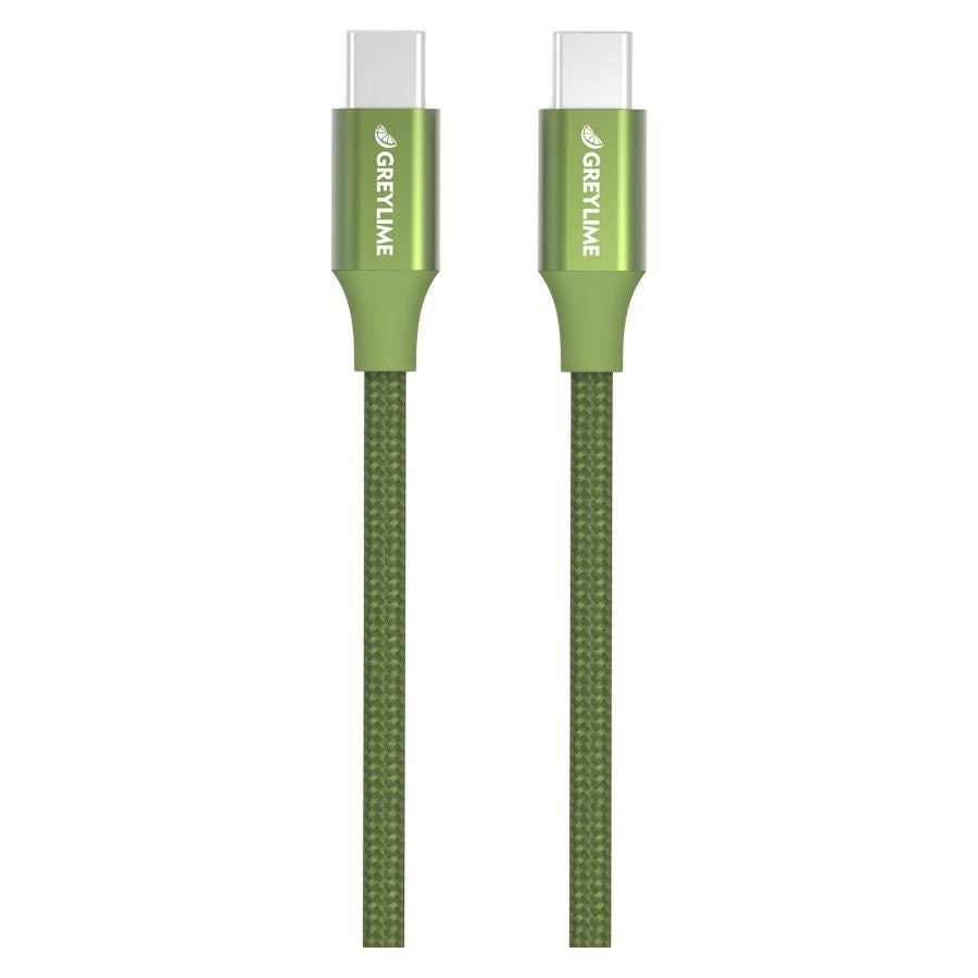 GreyLime 60W Braided USB-C to USB-C Cable 1 m - Green