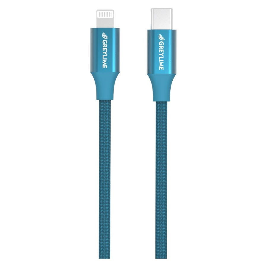 GreyLime 18W Braided USB-C to Lightning Cable 1 m - Blue