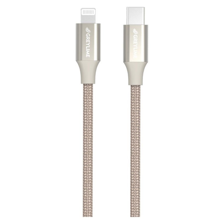 GreyLime 18W Braided USB-C to Lightning Cable 2 m - Beige