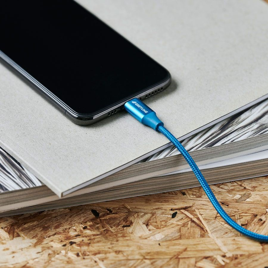 GreyLime 18W Braided USB-C to Lightning Cable 2 m - Blue