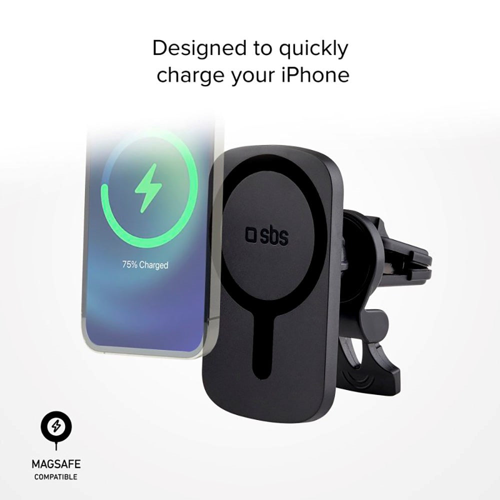 SBS MagCharge Mobile Holder for the Cars Ventilation with Wireless Charging 15W - MagSafe Compatible - Black