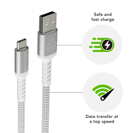 dbramante1928 Braided Charging Cable - USB-A to USB-C - 36W - 2.5M - White