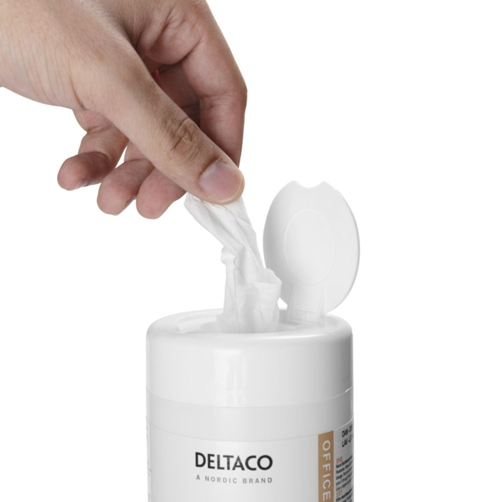 Deltaco Hand Sanitizing Wipes - 100 pcs - White