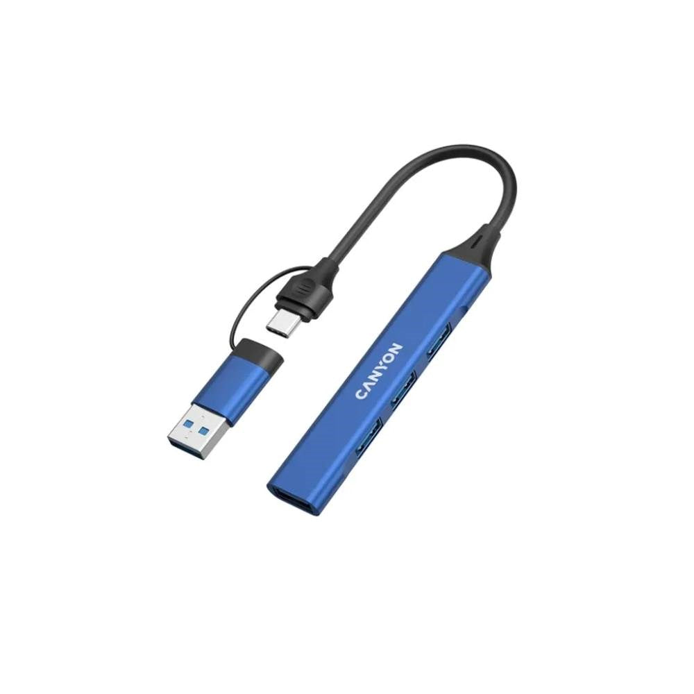 Canyon DS-02 4-in-1 USB-A/C Hub - Blue