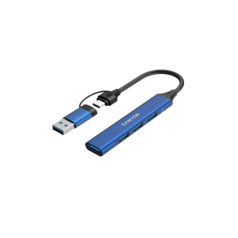 Canyon DS-02 4-in-1 USB-A/C Hub - Blue