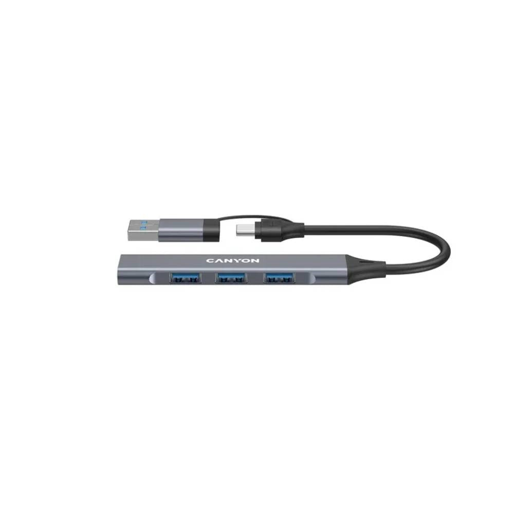 Canyon DS-02 4-in-1 USB-A/C Hub - Grey