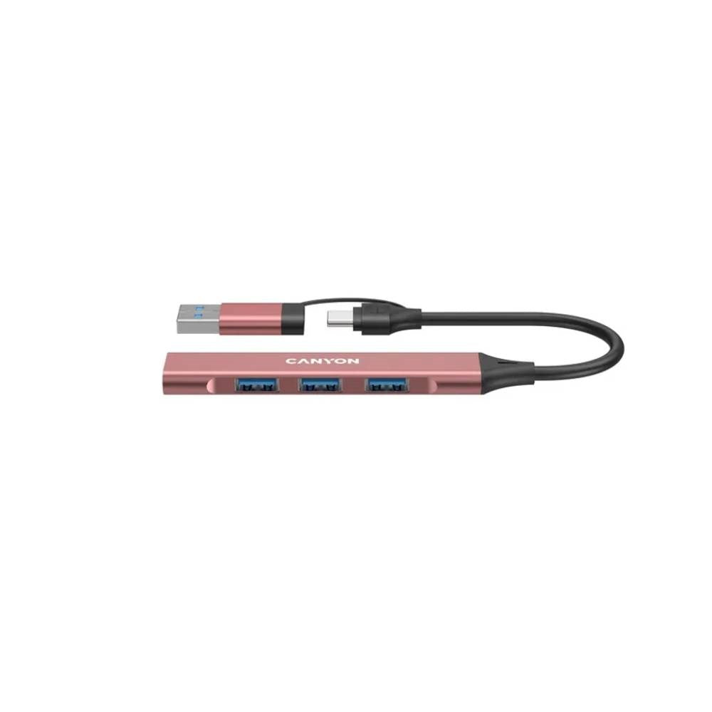 Canyon DS-02 4-in-1 USB-A/C Hub - Pink