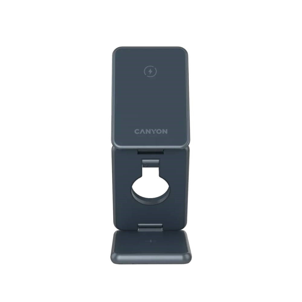 Canyon OnCharge 309 3-in-1 15W Foldable Wireless Charger - Qi / MagSafe Compatible - Grey