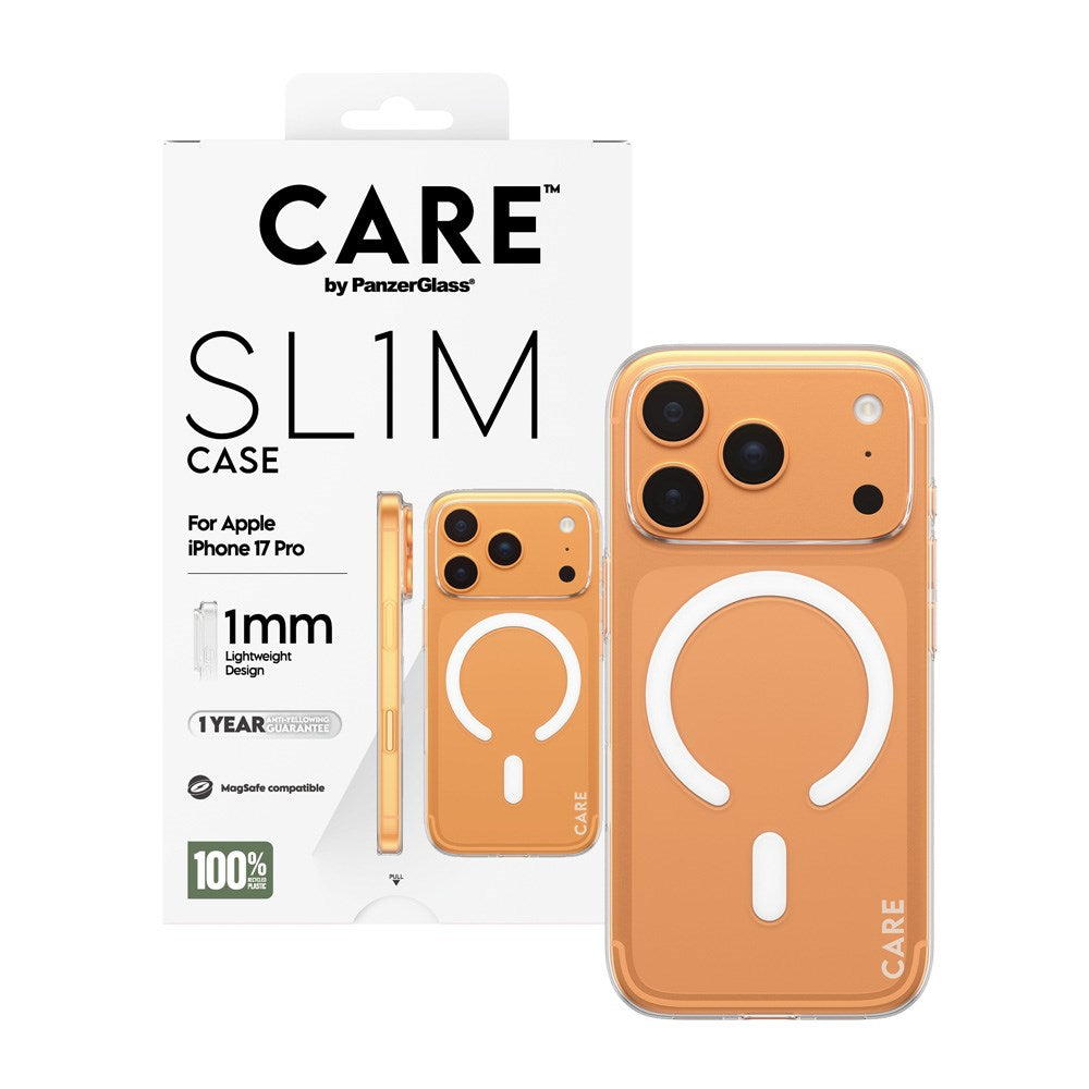 iPhone 17 Pro CARE by PanzerGlass SL1M Case - MagSafe Compatible - Transparent