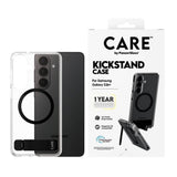 Samsung Galaxy S26+ (Plus) CARE by PanzerGlass Feature Kickstand Case - Qi Compatible - Transparent / Black