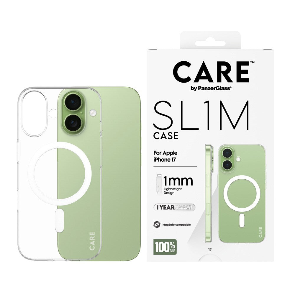 iPhone 17 CARE by PanzerGlass SL1M Case - MagSafe Compatible - Transparent